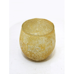 Lampion szklany na T-light  Świecznik Rustykalny Beżowy/Żółty